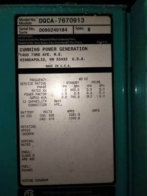 600 KW Cummins #DQCA, diesel generator set, 480 Volts, 836 hours, QSK23 engine, EPA Tier 2, weatherproof - Image 7