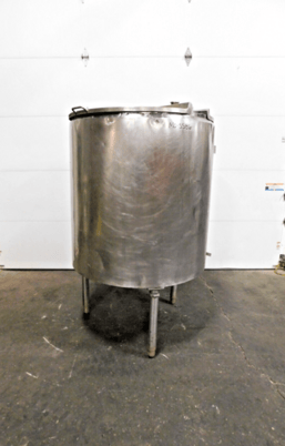 200 gallon 304 Stainless Steel open top tank, 39" diameter, 41" straight wall, 3" outlet, with lids - Image 1