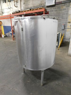 200 gallon 304 Stainless Steel open top tank, 39" diameter, 41" straight wall, 3" outlet, with lids - Image 4