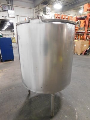 200 gallon 304 Stainless Steel open top tank, 39" diameter, 41" straight wall, 3" outlet, with lids - Image 5