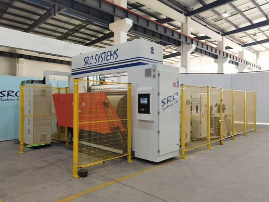 SRC Systems #72TDW, 2-drum winder, 53" rewind diameter, shaftless floor pick up unwind - Image 1