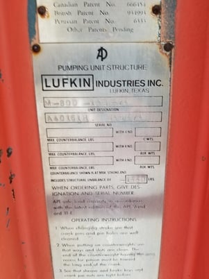 80 Lufkin #M-80D-143-74, pump jack, 1988 - Image 3