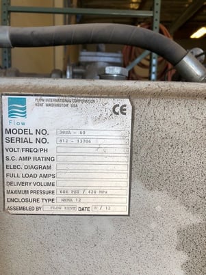 Flow #Mach-2-1313B, waterjet cutting system, 4' X, 4' Y, 7" Z, 60000 psi, 30 HP, 30SA-60 pump, 2012 - Image 6