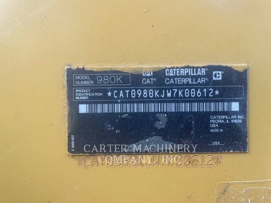 Cat 980K, Wheel Loader, 11000 hours, S/N: W7K00612, 2012 - Image 7