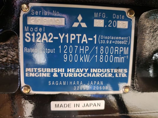 1207 HP Mitsubishi #S12A2-Y1PTA, diesel generator engine, 1800 RPM, new, in stock - Image 10