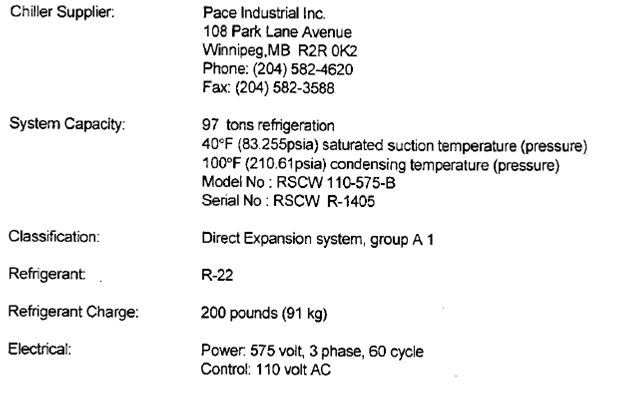 97 Ton, Pace #RSCW 110-575-B, water chiller, 2006 - Image 4