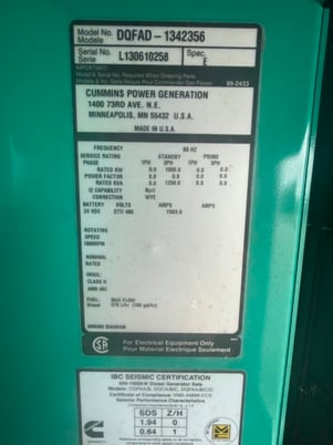 1000 KW Cummins #DQFAD, power module, Tier 2, sound attenuated enclosure, 277/480 Volts, 26 hours, 2013, Call - Image 8