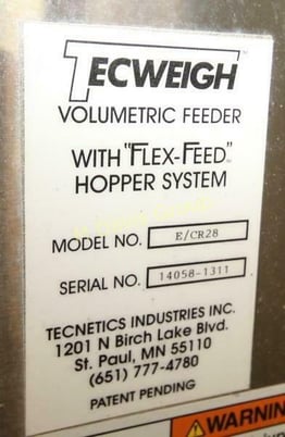 6" Tecweigh #E/CR28, screw feeder & Stainless Steel hopper, 285 lb./min. hard wheat @ 30-40 lb./cu.ft. - Image 8