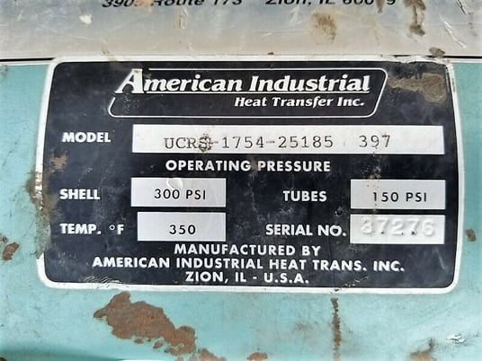 300 psi shell, American Industrial #UCRS-1754-25185 397 300, shell & tube heat exchanger, 150 psi tube, 8" - Image 8
