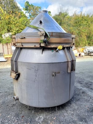 155 cu.ft., Metalfab, Stainless Steel bin, w/60" dia. x 11.5" straight side bin activator, 6' dia. bin, 43" - Image 1