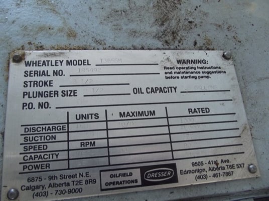 80 GPM Wheatley #T365SM, triplex disposal pump, 50 HP Ford LSC-8751-6007-ZA NG engine, 2005 - Image 7
