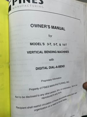 1-1/4" Pines #5T, CNC vertical tube bender, digital Dial-a-Bend Control, remanufactured - Image 8