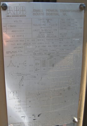 1000/1120/1150/1288 kVA, 13800 Delta Primary, 480/277 WYE Secondary, ABB Substation - Image 1