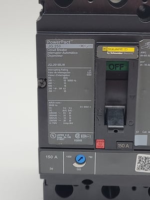 150 Amps, Square D, JGL26150LW, PowerPact Feed-Thru Circuit Breaker, 600VAC 2P 1PH - Image 3