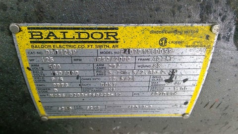 125 HP 1750 RPM Baldor D50125P, Frame 407AT, DPFG, 500 VA, 150/300 VA - Image 4