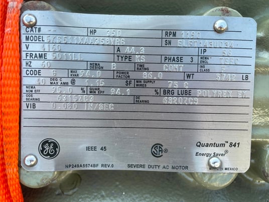 300 HP 1200 RPM General Electric, Frame 5011LL, TEFC, Ball, 1.15 service factor, 2300/4160 Volts, new - Image 2