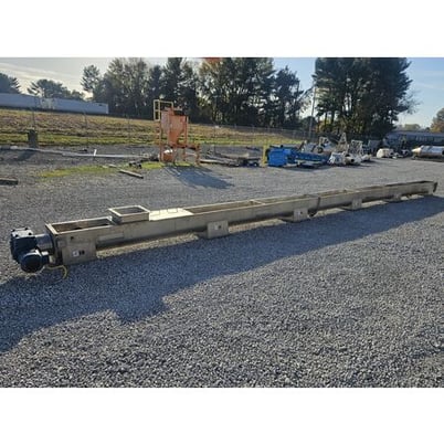 12" diameter x 36' long, Spirac #U355-SPX/304SS, hollow shaft spiral screw distributing conveyor - Image 1