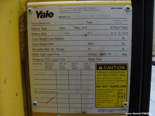 2000 lb. Yale #MSW020LAN24CS083, electric sit-down forklift, 2-stage 126" lift height, S/N N576930 - Image 4