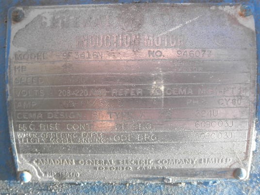 25 HP 1770 RPM General Electric 9F3416N, Frame 324U, TEFC, 208-220/440 Volts - Image 9