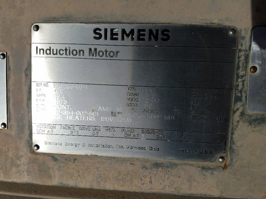 400 HP 3575 RPM Siemens, Frame 509S, 1.15 service factor, 2300 Volts - Image 4