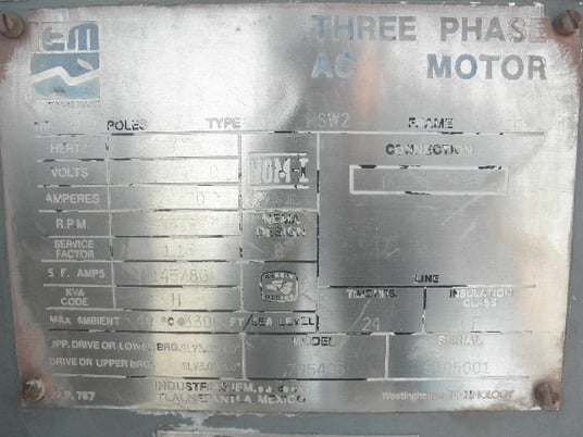 600 HP 3575 RPM IEM 765405, Frame 5809H, 1.15 service factor, 2300/4160 Volts - Image 6
