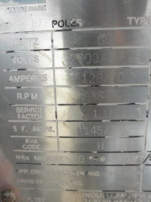 600 HP 3575 RPM IEM 765405, Frame 5809H, 1.15 service factor, 2300/4160 Volts - Image 7