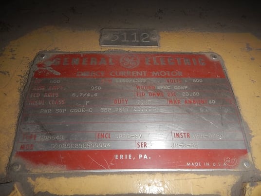 600 HP 1200 RPM General Electric, Frame 5543, DPFVBB, 500 VA - Image 3