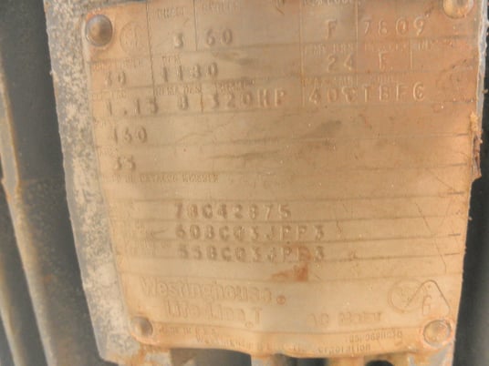 30 HP 1180 RPM Westinghouse, Frame 3250HP, TEFC, 460 Volts - Image 2