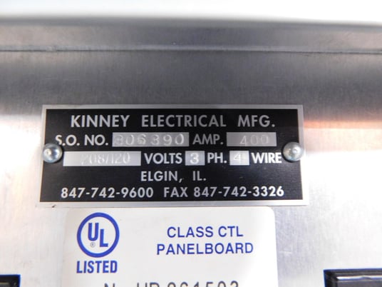 400 Amp. Kinney Electrical, 306390, panelboard, 120/208 Volts, 3 phase, 4-wire - Image 10