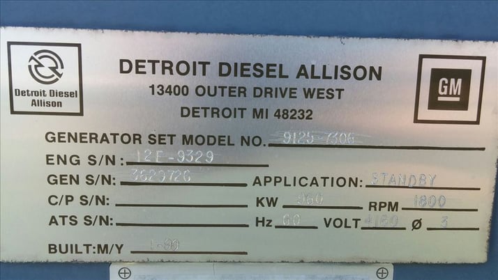 960 KW, 1800 RPM, Marathon #741FSM5364APW, Generator End, 4160 Volts, 3 phase, 1990 - Image 2