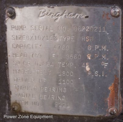 4769 GPM @ 789' TDH, Sulzer Bingham #8x10x15.25-HSB, Centrifugal Pump, Horz., 1-stage, 15.25" imp., 10" - Image 6