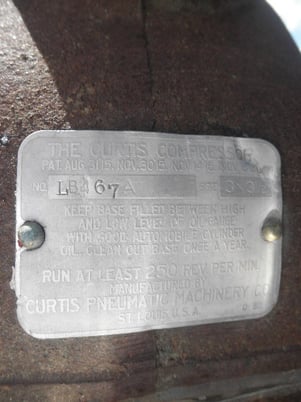 Curtis #LB467A, Single Piston Air Compressor, 3" x 3.5" size, 14" L x 13" width x 26" H belt, 250 RPM - Image 3
