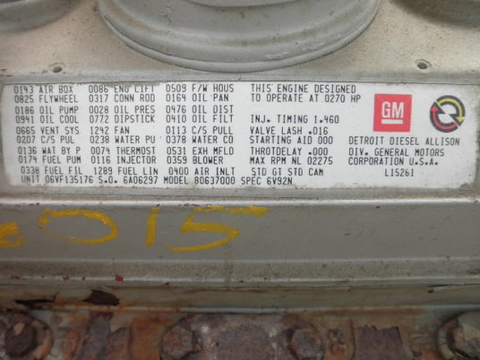 270 HP Detroit #6V-92NA, Diesel Engine, V-6 cylinder, 2-cycle, 2100 RPM, 5" stroke, 4.84" bore, 9.05 L - Image 5