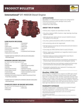 210-225 HP International DT 466EGR, Complete Diesel Truck Engine, Rebuilt - Image 1
