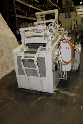 10000 lb. Rowe, coil feed line, 28" mandrel, 72" OD, 20"-24" ID, hold down arm, powered expansion, exit and - Image 4