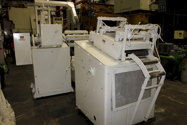 10000 lb. Rowe, coil feed line, 28" mandrel, 72" OD, 20"-24" ID, hold down arm, powered expansion, exit and - Image 10