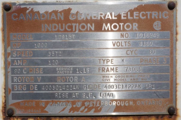 1000 HP 3572 RPM General Electric 129157, Frame 7806S, 1.15 service factor, 4160 Volts - Image 4