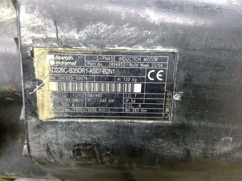 187.7 HP 5000 RPM Rexroth, Indramat 2AD225C-B35OR1-AS07-B2N1, induction motor - Image 2
