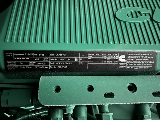 500 KW Cummins, Diesel generator set, standby, sound attenuated enclosure, EPA Tier 2, 277/480 Volts, new - Image 6