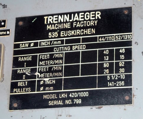 16" x 40" Trennjaeger #LKH420/1000, 52" blade, 1 extra blade,Promacut Control,serial #799 - Image 3