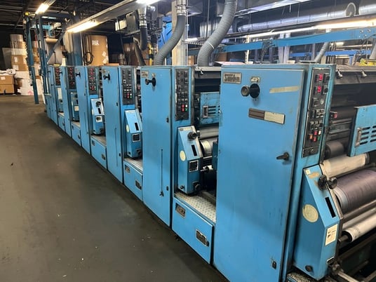 Sanden #Varicom-1200, UV Web Press, (6) Color, 17"/28"/26.25" cutoff x 24" width, 50" Splicer roll, 40 HP - Image 1