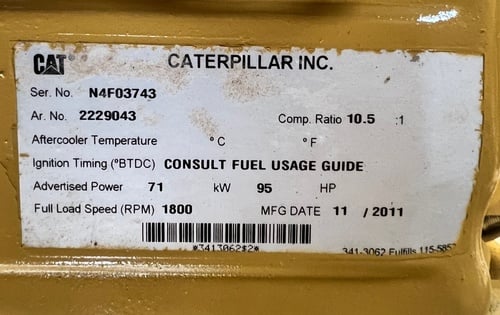 75 KW Caterpillar #G3306, Natural gas generator set, 480 Volts, 3-phase, 95 HP @ 1800 RPM, enclosure, 2011 - Image 8