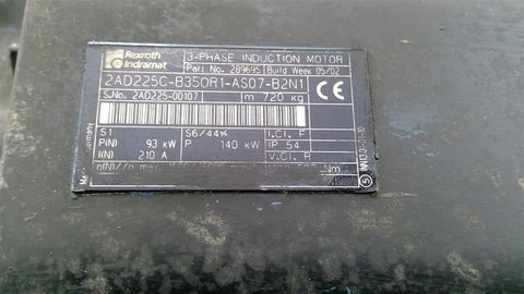 187.7 HP 5000 RPM Rexroth, Indramat 2AD225C-B35OR1-AS07-B2N1, induction motor - Image 2