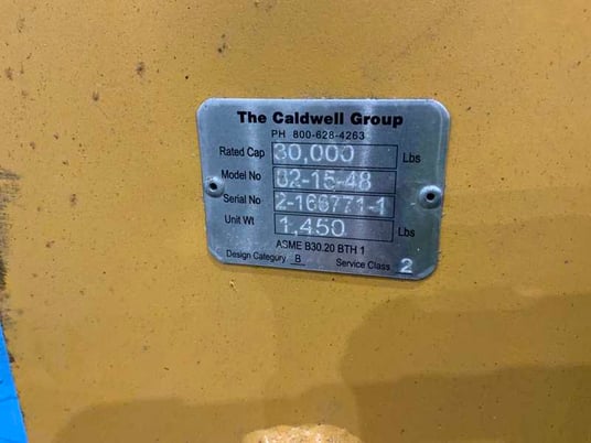 30000 lb. Caldwell #82-15-48, strong back coil C-hook, 30" throat, 47-7/8" head room, 2023 - Image 2