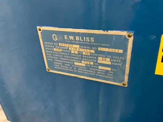 45 Ton, Bliss #C-45, OBI back geared press, Bijur automatic lube, 5 HP, air clutch & brake - Image 8