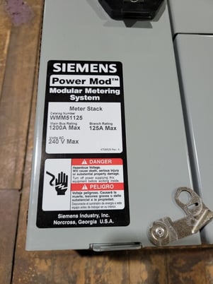 125 Amps, Siemens #WMM51125, Power Mod Modular Metering System Meter Stack, 240 VAC - Image 4