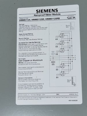 125 Amps, Siemens #WMM51125, Power Mod Modular Metering System Meter Stack, 240 VAC - Image 7