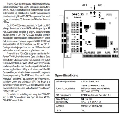 Opto 22 PCI-AC28 Pamux Adapter Card - Image 1