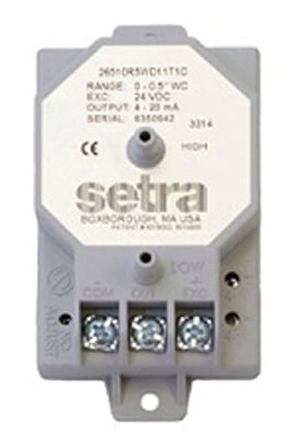 Setra 2651005WD11T1C 265 Very Low Differential Pressure Transducer, 0-5.0" WC - Image 1