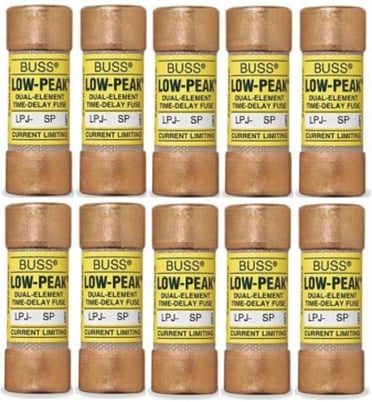 Eaton Cooper Bussmann LPJ-7SP Low Peak Class J Fuse, 7A, 600VAC/300VDC, 10 Pack - Image 1